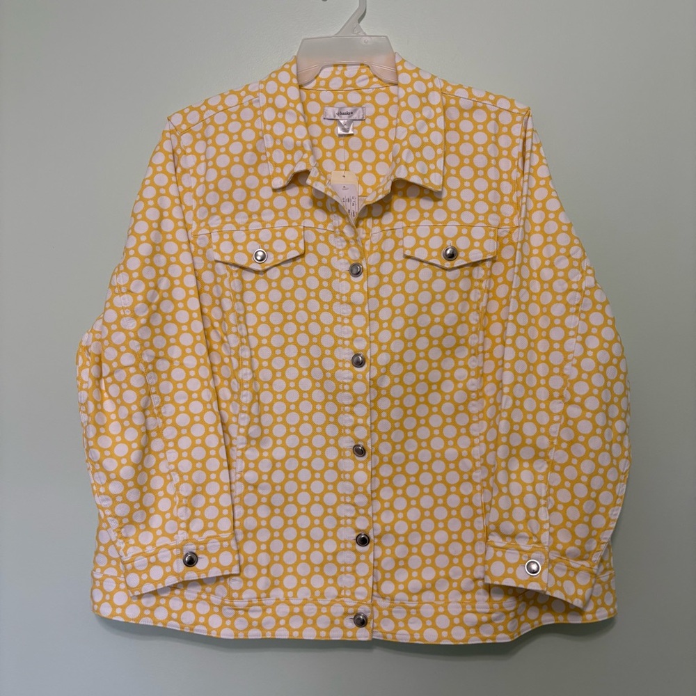 NWT CJ Banks Yellow and White Polka Dot Women’s Shirt Size 3X